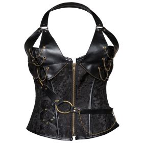 Women's Minimalist Steampunk Gothic Neck Hanging Shapewear (Option: Black-XL)