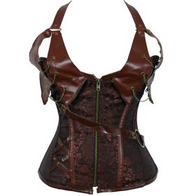 Women's Minimalist Steampunk Gothic Neck Hanging Shapewear (Option: Brown-M)