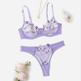 Women's New Lace Underwear Bra Set (Option: Purple-S)