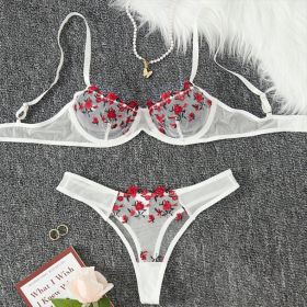 Women's New Lace Underwear Bra Set (Option: White-M)